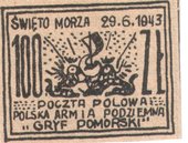 Znaczek o wartości 100 zł z 29 czerwca 1943 r.   
