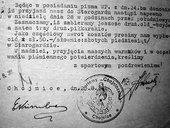 Fragment korespondencji klubowej z 27 sierpnia 1938 r. informującej o przyjeździe do Starogardu trzech drużyn piłkarskich Chojniczanki, w tym oldboyów.   