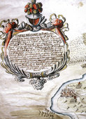 Fragment ryciny - atak Szwedów na Chojnice w 1656 r.   