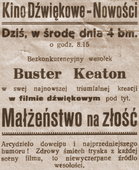Międzywojenna reklama kina Krzyżniewskiego.