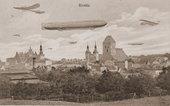 Pocztówka z początku XX w. propagująca lotnictwo.