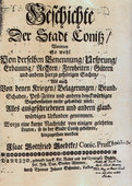 Tytułowa strona pierwszego opracowania historii Chojnic I. G. Goedtkego z 1724 r.