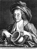 Ilustracja przedstawiająca XVII-wiecznego lekarza. Grafika ze zbiorów Biblioteki Narodowej w Warszawie. 