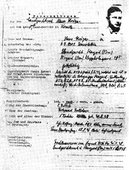 Ankieta personalna Hans Krügera, odnaleziona w archiwach chojnickich. Wynika z niej, że Landgerichtstrat  Krüger był członkiem NSDAP już w 1933 r.